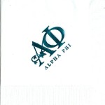 Alpha Phi Napkin, National office Greek Letter design, White, Emerald Green Foil