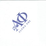 Alpha Phi white napkin, Lilac Ink NatOffice Greek Letters, Font Garamond