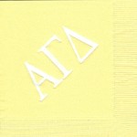 Napkin, Yellow, White Foil Extra Large Greek Letters, Alpha Gamma Delta
