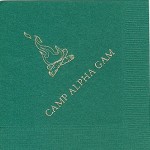 Alpha Gamma Delta Napkin, Dk Green, Gold Campfire, Font Garamond Caps