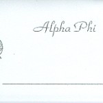 Place Card, White Card, Silver Thermography, Alpha Phi, Font #2