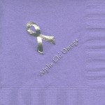 Napkin, Lavender, Silver Foil, Cancer Ribbon, Font Gar, Alpha Chi Oemga
