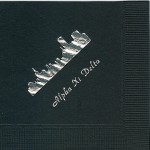 Alpha Xi Delta napkin, Black, Silver Foil, Font PA