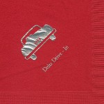 Napkin,,Red, Silver Foil Auto Delta Drive-in, Delta Delta Delta