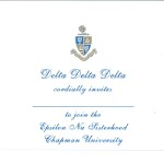 3-color Engraved Flat Card, P.Blue Thermography (raised print) Font #8, Delta Delta Delta 