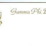 Name Tag, Gold Ink, Gamma Phi Beta w/crest, Font #2
