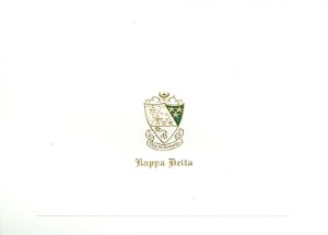 Kappa Delta 2-color steel die engraved fold-over card
