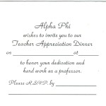 Alpha Phi Bid Professor Dinner Invitation - Font #2