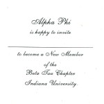 Alpha Phi Bid Card, Font #8