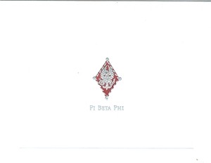 2-color steel die engraved fold-over card with silver Pi Beta Phi