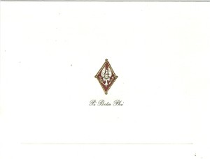 2-color steel die engraved fold-over card with gold Pi Beta Phi
