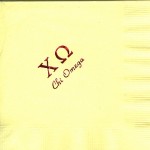 Napkin, yellow, Red Foil, Greek Letters, Font Park Ave. Chi Omega