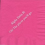 Alpha Delta Pi Napkin, Hot Pink, White Foil, Font: Garamond 