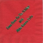 Napkin, Red, Green Foil Home For the HolidaysFont SP, Alpha Gamma Delta