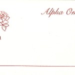 Place Card, White Card, Red Thermography, Alpha Omicron Pi, Font #9