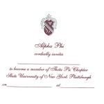 2-color engraved flat card, wine ink, font #8, Alpha Phi