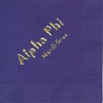 Napkin, Purple, Gold Foil Alpha Phi Mardi Gras, Font Sp, Alpha Phi