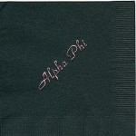 Napkin, Black, Hot Pink Foil Alpha Phi, Font: Large PA, Alpha Phi