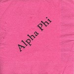 Napkin, Hot Pink, Black Foil Alpha Phi, Font: Large TR, Alpha Phi