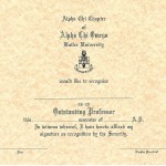Certificate, Alpha Chi Omega
