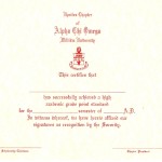 Certificate, Alpha Chi Omega