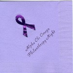 Napkin, Lavender, purple foil Cancer Ribbon, Alpha Chi Omega, Font Park Ave
