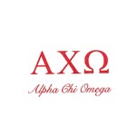 FJold-over card, Red Thermography Greek Letters, Font #9, Alpha Chi Omega
