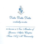 2-color Engraved Flat Card, Reflex Blue Thermography Ink, Font #8, Delta Delta Delta bid