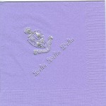 Napkin, Lavender, Silver Foil Crest, Font PA, Delta Delta Delta