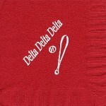 Napkin, Red, White Foil Bat and Ball, Delta Delta Delta