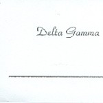 Place Card, White Card, Silver Thermography Delta Gamma, Font #2