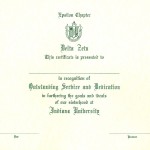 Certificate, Delta Zeta
