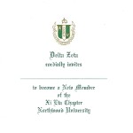 2-color Engraved Flat Card, E.Green Thermography, Font #10, Delta Zeta bid card