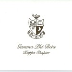 1-color fold-over card, Brown Thermography, Font #9, Gamma Phi Beta