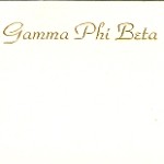 Place Card, White Card, Gold Themography, Gamma Phi Beta, Font #2