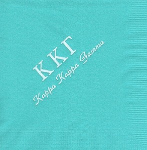 Aqua Napkin White Foil Greek letters, Kappa Kappa Gamma