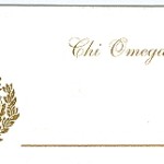 Place Card, White Card, Gold Thermography, Chi Omega, Font #8