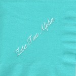 Napkin, aqua, white foil, Font #9 large, Zeta Tau Alpha