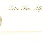 Place Card, White Card, Gold Thermography, Zeta Tau Alpha, Font #9