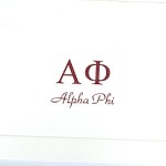 1-color ink fold-over card, wine thermography, Greek letters, Font #2, Alpha Phi