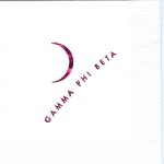 Gamma Phi Beta napkin, White, Hot Pink Foil National Office Crescent