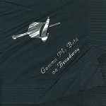 Gamma Phi Beta napkin, Black, Silver Foil Top Hat, Font PA