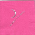 Napkin, Hot Pink, Silver Foil Crescent Logo, Gamma Phi Beta