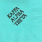 Napkin, Aqua, Black Foil Bubble Lettering, Kappa Alpha Theta