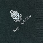 Kappa Alpha Theta napkin, black, white foil, font PA