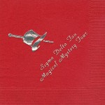 Sigma Delta Tau napkin, Red, Gold foil, Font Park Ave