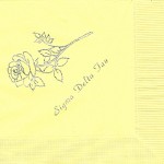 Sigma Delta Tau Napkin, Yellow, silver foil rose, Font PA