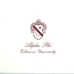 1-color ink fold-over card, wine thermography, Font #8, Alpha Phi Crest