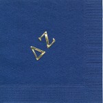 Napkin, Dark Blue, Gold Foil Medium Greek Letters, Delta Zeta