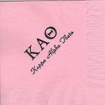 Napkin, Pink, Black Foil Greek Letters, Font PA, Kappa Alpha Theta
